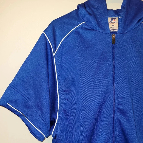 Vintage Russell Athletic Warm Up/Starter hooded short sleeve jacket - Picture 7 of 12